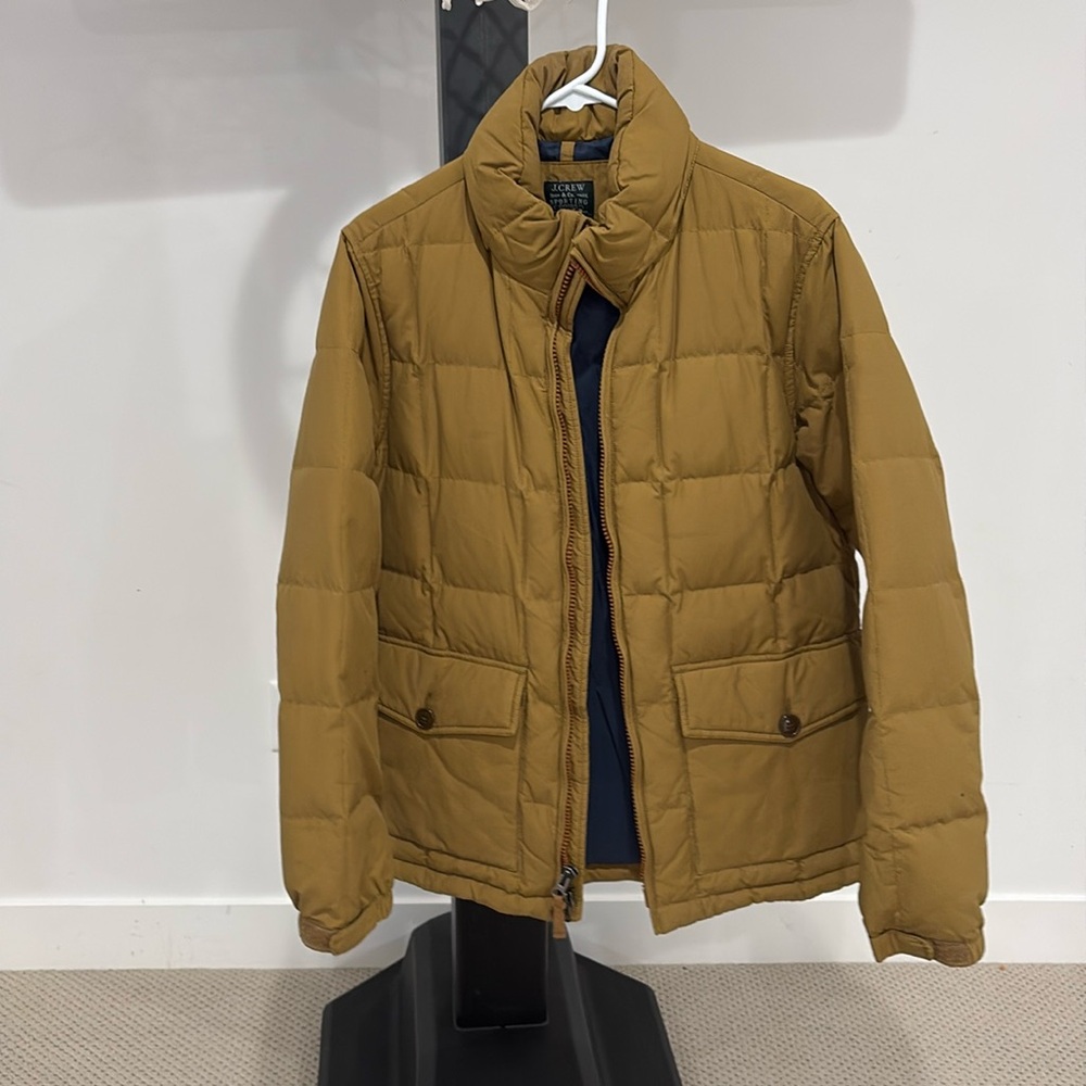 J. Crew Men's Puffer Jacket in Tan